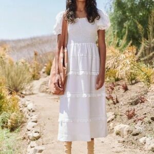 The GREAT. White The Scallop Savanna Dress S NWT